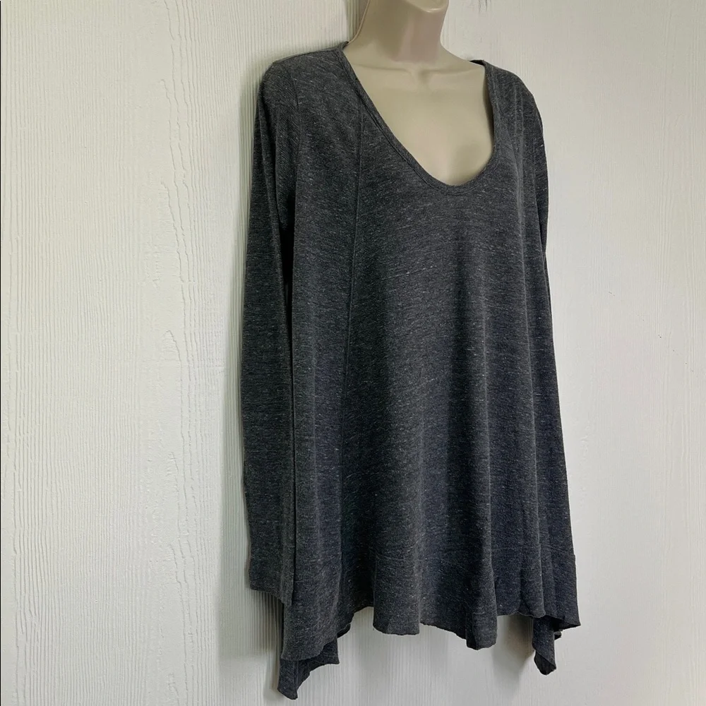 Free People - We The Free Gray Oversized Long Sleeve Thermal Blouse Size Small